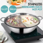 Toque 34cm Stainless Steel Twin Mandarin Duck Hot Pot Induction Cooker No Lid