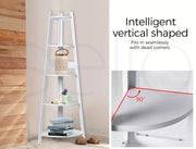 Levede 5 Tier Corner Shelf Wooden Storage Home Display Rack Plant Stand White