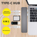 USB 3.0 Type-C HUB 6 Port Powered Adapter High Speed Splitter for Macbook pro