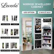 Levede Mirror Jewellery Cabinet Full Length Makeup Storage Jewelry Organiser Box