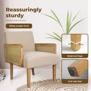 Levede Accent Armchair Rattan Single Sofa Chair Lounge Side Chairs Natural