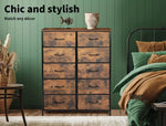 Levede Storage Cabinet Chest of 10 Drawers Vintage Fabric Dresser Tallboy Retro
