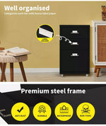 Levede 3 Drawer Office Drawers Cabinet Storage Cabinets Steel Rack Home Black