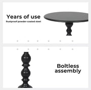 Levede Side Table Vintage End Round Tabletop Steel Base Nightstand Antique Black