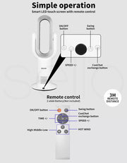 Spector Electric Portable Space Heater 1650W 2IN1 Bladeless Fan Remote Ceramic