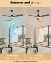 Spector 52'' Ceiling Fan DC Motor LED Light Remote 5 Speed Wood Blade1300mm
