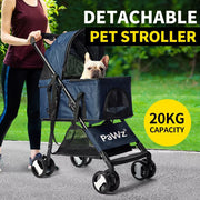 Pawz Large Pet Stroller Dog Cat Carrier Travel Pushchair Foldable Pram 4 Wheels