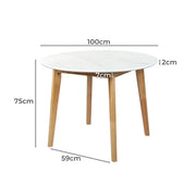 Levede Dining Table Round Rubberwood Base Kitchen Cafe Restaurant White 100cm