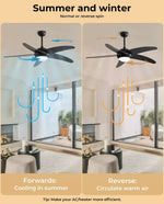 Spector 52'' Ceiling Fan with Light DC Motor Remote Control 5 Speed Wooden Blade