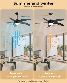 Spector 52'' Ceiling Fan with Light DC Motor Remote Control 5 Speed Wooden Blade