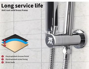 High Pressure Shower Head Set Rain Round Brass Taps Mixer Handheld WELS Silver