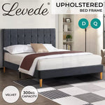 Levede Fabric Bed Frame Double Mattress Base Platform Wooden Velvet Headboard