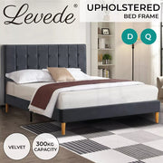 Levede Fabric Bed Frame Double Mattress Base Platform Wooden Velvet Headboard