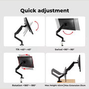 Traderight Monitor Riser Stand Single Arm Holder Screen TV LED Bracket Desk 32''
