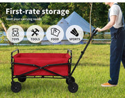 Lambu Garden Trolley Cart Foldable Picnic Wagon Outdoor Camping Trailer Red