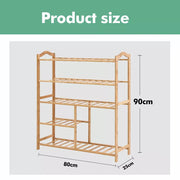Levede Bamboo Shoe Rack Storage Wooden Organizer Shelf Stand 5 Tiers Layers 80cm