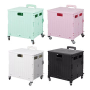 65L Foldable Shopping Trolley Camping Cart Grocery Basket Rolling   White & Grey