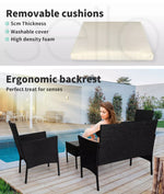 Levede 4PCS Outdoor Furniture Setting Patio Garden Table Chair Set Wicker Lounge