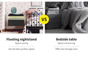 Levede 2x Bedside Tables Side Table LED Wall Mounted Cabinet Floating Nightstand