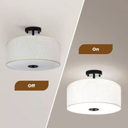 Emitto Ceiling Light Led Modern Pendant Lights Bedroom Lamp Linen Shade Flush