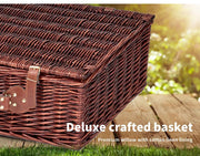 Picnic Basket 4 Person Baskets Set Insulated Willow Outdoor Blanket Gift Storage