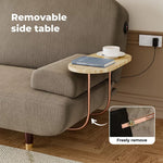 Levede Convertible Sofa Bed Lounge Couch Charging Station 3-Seater Side Table