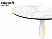 Levede Dining Table Kitchen 4 Person Marble Tulip Coffee Round Metal Base 80cm