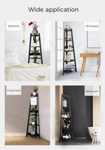 5 Tier Corner Shelf Wooden Storage Home Display Rack Plant Stand MDF Board Black