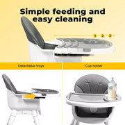 Bopeep Baby High Chair 8-In-1 Removable Seat and Trays Eat Play Learn Table