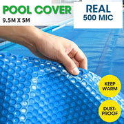 Solar Swimming Pool Cover 500 Micron Outdoor Bubble Blanket Heater Blue 9.5 X 5M