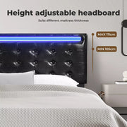 Levede Floating Bed Frame Double Queen with Headboard LED Lights Mattress Base