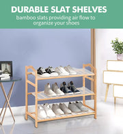 Levede 3 Tiers Bamboo Shoe Racks Storage Organizer Wooden Shelf Stand Shelves.
