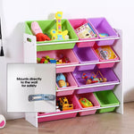 Levede 12Bins Kids Toy Box Bookshelf Organiser Display Shelf Storage Rack Drawer