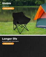 Levede Folding Camping Moon Chair Lightweight Outdoor Chairs Portable Seat Black
