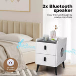 Levede Smart Bedside Table Wireless Charging LED Lights 2 Drawers Storages Best