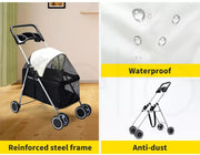 Pawz Pet Stroller Dog Cat Large Carrier Travel Pushchair Foldable Pram 4 Wheels