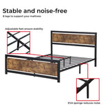 Levede Queen Bed Frame Metal Mattress Base Platform Wooden Industrial Rustic