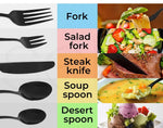 Stainless Steel Cutlery Set Travel Knife Fork Spoon Black Child Tableware 30pcs