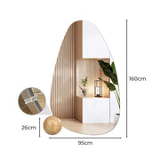 Yezi Full Length Floor Mirror Makeup Standing Mirrors Home Decor Ball Base 160cm