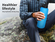 Water Bottle Stainless Steel Vacuum Cup BPA Free  Sport Cycling 1.2L Blue