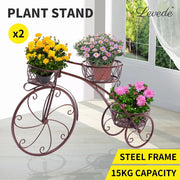 2x Levede Plant Stand Outdoor Indoor Metal Pot Garden Decor Flower Rack Shelf