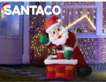 Santaco Inflatable Christmas Decor Santa Chimney 1.2M LED Lights Xmas Party