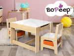 Bopeep Kids Table and Chair Set Storage Box Toys Play Activity Desk Wooden Study