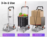 Mountview Foldable Shopping Cart Trolley Basket Grocery Portable Black 40L Wheel