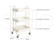 Levede 3 Tiers Kitchen Trolley Cart Steel Storage Rack Shelf Organiser White