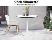 Levede Dining Table Kitchen 4 Person Marble Tulip Coffee Round Metal Base 80cm