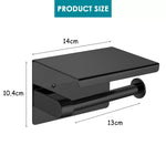Toilet Paper Holder Roll Bath Tissue Storage Hook Rack 304 Stainless Steel Black
