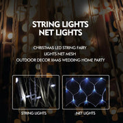 Christmas LED String Fairy Lights Net Mesh Outdor Decor Xmas Wedding Home Party