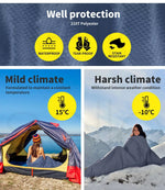 Mountview Double Sleeping  Bags Outdoor Camping Hiking Thermal -10℃ Tent Grey