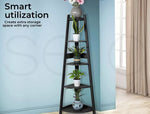 5 Tier Corner Shelf Wooden Storage Home Display Rack Plant Stand MDF Board Black